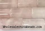 CTB1033 15 inches 8*16mm - 8*18mm tube rose quartz beads