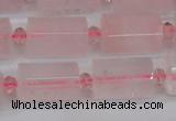 CTB212 15.5 inches 13*18mm faceted tube rose quartz beads