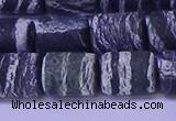 CTB571 15.5 inches 10*13mm triangle matte green silver line jasper beads