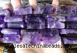 CTB671 14*27mm - 15*28mm faceted flat tube amethyst beads