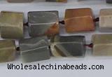 CTB737 15.5 inches 6*10mm - 8*12mm faceted tube polychrome jasper beads