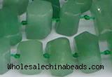 CTB756 15.5 inches 6*10mm - 8*12mm faceted tube green aventurine beads