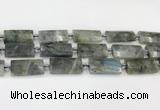 CTB857 13*25mm - 15*28mm faceted flat tube labradorite beads