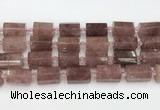 CTB880 13*25mm - 14*19mm faceted tube strawberry quartz beads