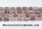 CTB885 13*25mm - 14*19mm faceted tube Madagascar rose quartz beads