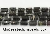 CTB893 15.5 inches 13*25mm - 14*19mm faceted tube plum blossom jade beads