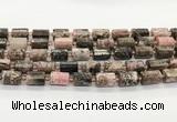 CTB895 15.5 inches 10*14mm faceted tube rhodonite gemstone beads