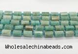 CTB898 15.5 inches 10*14mm faceted tube amazonite gemstone beads