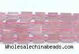 CTB943 15 inches 13*25mm - 14*19mm faceted tube rose quartz beads