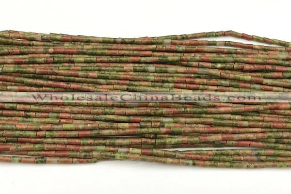 CTB984 15 inches 2*4mm tube unakite beads