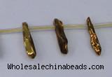 CTD1130 Top drilled 4*12mm - 6*20mm nuggets plated quartz beads