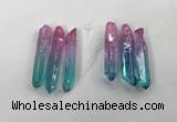 CTD1224 Top drilled 7*30mm - 9*45mm sticks plated quartz beads
