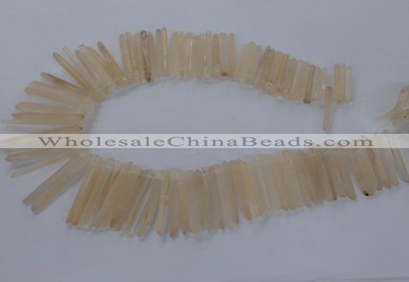 CTD1621 Top drilled 5*25mm - 6*45mm sticks white crystal beads
