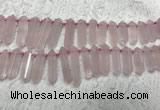 CTD2114 Top drilled 10*25mm - 12*45mm sticks rose quartz beads