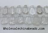 CTD2265 Top drilled 16*28mm - 20*30mm faceted freeform white crystal beads