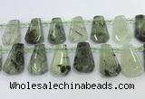 CTD2273 16*28mm - 20*30mm faceted freeform green rutilated quartz beads
