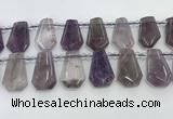 CTD2356 Top drilled 16*18mm - 20*30mm faceted freeform amethyst beads