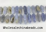CTD2390 Top drilled 13*30mm - 14*42mm sticks blue chalcedony beads