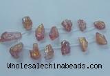 CTD2622 Top drilled 10*25mm - 20*45mm nuggets plated druzy quartz beads
