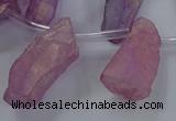 CTD2624 Top drilled 10*25mm - 20*45mm nuggets plated druzy quartz beads