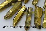CTD3580 Top drilled 6*20mm - 8*45mm sticks plated white crystal beads