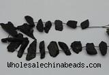 CTD438 Top drilled 10*25mm - 20*45mm freeform black tourmaline beads