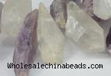 CTD621 12*22mm - 15*40mm nuggets amethyst & white crystal beads