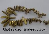CTD785 Top drilled 8*18mm - 8*35mm nuggets plated quartz beads
