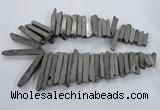 CTD835 Top drilled 6*25mm - 8*55mm sticks plated agate beads