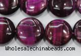 CTE1006 15.5 inches 20mm flat round dyed red tiger eye beads