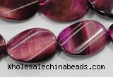 CTE1010 15.5 inches 20*30mm twisted oval dyed red tiger eye beads