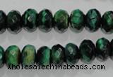 CTE1022 15.5 inches 6*10mm faceted rondelle dyed green tiger eye beads