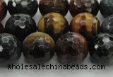 CTE1475 15.5 inches 14mm faceted round mixed tiger eye beads