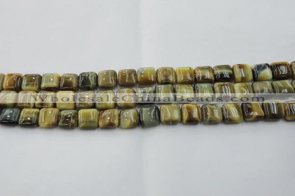 CTE1563 15.5 inches 10*10mm square golden & blue tiger eye beads wholesale