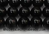 CTE1604 15.5 inches 12mm round AB grade black tiger eye beads