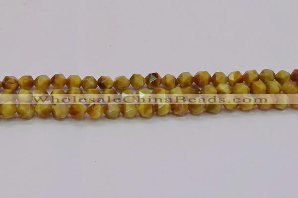 CTE1933 15.5 inches 10mm faceted nuggets golden tiger eye beads