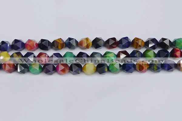 CTE1971 15.5 inches 10mm faceted nuggets mixed tiger eye beads