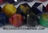 CTE1972 15.5 inches 12mm faceted nuggets mixed tiger eye beads