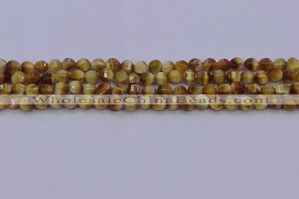 CTE1996 15.5 inches 6mm faceted round golden tiger eye beads