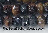 CTE2101 15.5 inches 4*6mm faceted rondelle AB-color mixed tiger eye beads