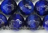 CTE2400 15 inches 8mm facted round blue tiger eye beads