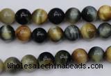 CTE552 15.5 inches 8mm round golden & blue tiger eye beads