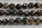 CTE721 15.5 inches 6mm faceted round yellow & blue tiger eye beads