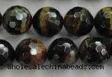 CTE727 15.5 inches 18mm faceted round yellow & blue tiger eye beads