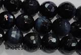 CTE935 15.5 inches 14mm faceted round dyed blue tiger eye beads