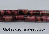 CTE988 15.5 inches 6*12mm tube dyed red tiger eye beads wholesale