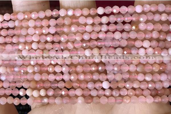 CTG1501 15.5 inches 3mm faceted round strawberry quartz beads