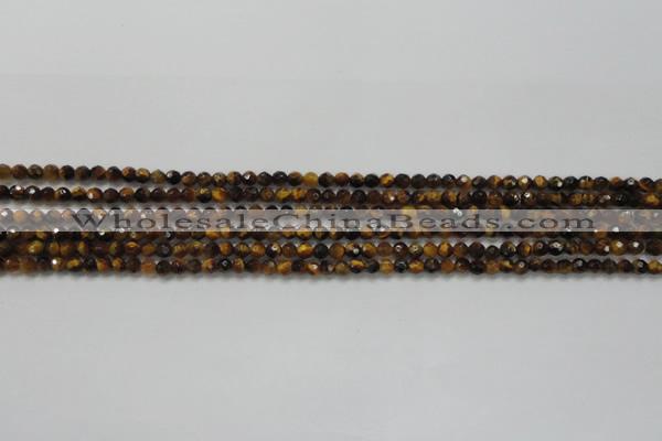 CTG207 15.5 inches 3mm faceted round tiny yellow tiger eye beads