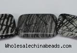 CTJ19 16 inches 25*35mm rectangle black water jasper beads wholesale