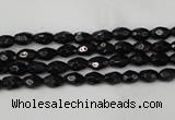 CTO115 15.5 inches 4*6mm faceted rice black tourmaline beads